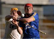 14 September 2013; Paul Flanagan, Clare, in action against Chris McGuinness, Antrim. Bord Gáis Energy GAA Hurling Under 21 All-Ireland 'A' Championship Final, Antrim v Clare, Semple Stadium, Thurles, Co. Tipperary. Picture credit: Ray McManus / SPORTSFILE