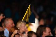 14 September 2013; A Clare supporter holds up a flag during the game. Bord Gáis Energy GAA Hurling Under 21 All-Ireland 'A' Championship Final, Antrim v Clare, Semple Stadium, Thurles, Co. Tipperary. Picture credit: Ray McManus / SPORTSFILE