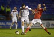 20 September 2013; Anto Murphy, Bohemians, in action against Lee Murtagh, Shelbourne. Airtricity League Premier Division, Shelbourne v Bohemians, Tolka Park, Dublin. Picture credit: Brian Lawless / SPORTSFILE