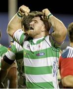 20 September 2013; Michele Rizzo, Benetton Treviso, celebrates after the game. Celtic League 2013/14, Round 3, Benetton Treviso v Munster, Stadio Monigo, Treviso, Italy. Picture credit: Roberto Bregani / SPORTSFILE