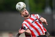 7 June 2024; Michael Duffy of Derry City during the SSE Airtricity Men's Premier Division match between Derry City and Galway United at The Ryan McBride Brandywell Stadium in Derry. Photo by Ramsey Cardy/Sportsfile