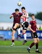 7 June 2024; Ben Doherty of Derry City in action against Edward McCarthy of Galway United during the SSE Airtricity Men's Premier Division match between Derry City and Galway United at The Ryan McBride Brandywell Stadium in Derry. Photo by Ramsey Cardy/Sportsfile