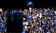 8 June 2024; Leinster supporters celebrate their side's first try during the United Rugby Championship quarter-final match between Leinster and Ulster at the Aviva Stadium in Dublin. Photo by Harry Murphy/Sportsfile