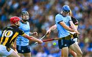 8 June 2024; Brian Hayes of Dublin in action against Kilkenny players, Adrian Mullen, 10 and Billy Ryan during the Leinster GAA Hurling Senior Championship final match between Dublin and Kilkenny at Croke Park in Dublin. Photo by Piaras Ó Mídheach/Sportsfile