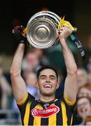 8 June 2024; Kilkenny captain Paddy Deegan lifts the Bob O'Keeffe Cup after his side's victory in the Leinster GAA Hurling Senior Championship final match between Dublin and Kilkenny at Croke Park in Dublin. Photo by Seb Daly/Sportsfile