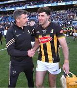 8 June 2024; Kilkenny manager Derek Lyng and Billy Ryan after their side's victory in the Leinster GAA Hurling Senior Championship final match between Dublin and Kilkenny at Croke Park in Dublin. Photo by Seb Daly/Sportsfile