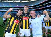 8 June 2024; Kilkenny players, from left, Billy Ryan, Huw Lawlor and Mikey Butler celebrate after the Leinster GAA Hurling Senior Championship final match between Kilkenny and Dublin at Croke Park in Dublin. Photo by John Sheridan/Sportsfile