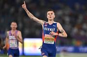 8 June 2024; Jakob Ingebrigtsen of Norway celebrates after winning the men's 5000m final during day two of the 2024 European Athletics Championships at the Stadio Olimpico in Rome, Italy. Photo by Sam Barnes/Sportsfile