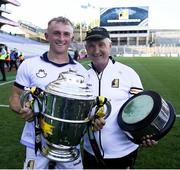 8 June 2024; Mikey Butler of Kilkenny, left, with kitman Rackard Coady after the Leinster GAA Hurling Senior Championship final match between Kilkenny and Dublin at Croke Park in Dublin. Photo by John Sheridan/Sportsfile