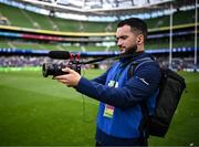 8 June 2024; Leinster videographer Bernardo Santos after the United Rugby Championship quarter-final match between Leinster and Ulster at the Aviva Stadium in Dublin. Photo by Harry Murphy/Sportsfile