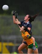 9 June 2024; Kayleigh Cronin of Kerry in action against Katie Dowds of Donegal during the TG4 All-Ireland Ladies Football Senior Championship Round 1 match between Donegal and Kerry at MacCumhaill Park in Ballybofey, Donegal. Photo by Ben McShane/Sportsfile