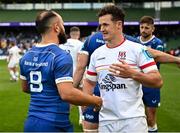 8 June 2024; Jamison Gibson-Park and Billy Burns of Ulster after the United Rugby Championship quarter-final match between Leinster and Ulster at the Aviva Stadium in Dublin. Photo by Harry Murphy/Sportsfile