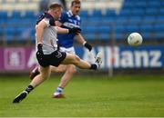 9 June 2024; Jack Reilly of New York has a shot at goal during the Tailteann Cup preliminary quarter-final match between Laois and New York at Laois Hire O'Moore Park in Portlaoise, Laois. Photo by Tom Beary/Sportsfile