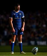 8 June 2024; Ross Byrne of Leinster prepares to kick a conversion during the United Rugby Championship quarter-final match between Leinster and Ulster at Aviva Stadium in Dublin. Photo by Ramsey Cardy/Sportsfile