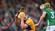 9 June 2024; Mark Rodgers of Clare reacts after a missed goal chance during the Munster GAA Hurling Senior Championship final match between Clare and Limerick at FBD Semple Stadium in Thurles, Tipperary. Photo by Piaras Ó Mídheach/Sportsfile