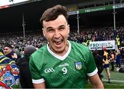 9 June 2024; Cathal O'Neill of Limerick celebrates after his side's victory in the Munster GAA Hurling Senior Championship final match between Clare and Limerick at FBD Semple Stadium in Thurles, Tipperary. Photo by Piaras Ó Mídheach/Sportsfile