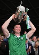 9 June 2024; Limerick captain Declan Hannon lifts the Mick Mackey cup after the Munster GAA Hurling Senior Championship final match between Clare and Limerick at FBD Semple Stadium in Thurles, Tipperary. Photo by Brendan Moran/Sportsfile