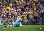 9 June 2024; Mark Rodgers of Clare reacts to a missed goal opportunity during the Munster GAA Hurling Senior Championship final match between Clare and Limerick at FBD Semple Stadium in Thurles, Tipperary. Photo by John Sheridan/Sportsfile