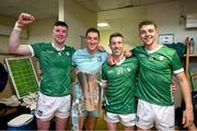 9 June 2024; Holders of seven Munster titles each, Limerick players from left, Declan Hannon, Nickie Quaid, Graeme Mulcahy and David Reidy after the Munster GAA Hurling Senior Championship final match between Clare and Limerick at FBD Semple Stadium in Thurles, Tipperary. Photo by Ray McManus/Sportsfile