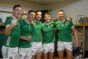 9 June 2024; Limerick players, from left, Diarmaid Byrnes, Dan Morrissey, Kyle Hayes, Cathal O'Neill and Gearóid Hegarty after the Munster GAA Hurling Senior Championship final match between Clare and Limerick at FBD Semple Stadium in Thurles, Tipperary. Photo by Ray McManus/Sportsfile