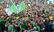9 June 2024; Limerick players celebrate with their supporters after the Munster GAA Hurling Senior Championship final match between Clare and Limerick at FBD Semple Stadium in Thurles, Tipperary. Photo by Brendan Moran/Sportsfile