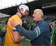 9 June 2024; Limerick manager John Kiely and Diarmuid Ryan of Clare after the Munster GAA Hurling Senior Championship final match between Clare and Limerick at FBD Semple Stadium in Thurles, Tipperary. Photo by Ray McManus/Sportsfile
