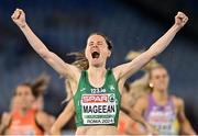 9 June 2024; Ciara Mageean of Ireland celebrates winning the women's 1500m final during day three of the 2024 European Athletics Championships at the Stadio Olimpico in Rome, Italy. Photo by Sam Barnes/Sportsfile