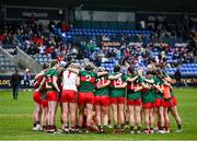 9 June 2024; Mayo players before the TG4 All-Ireland Ladies Football Senior Championship Round 1 match between Dublin and Mayo at Parnell Park in Dublin. Photo by Seb Daly/Sportsfile