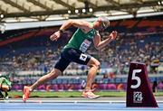 10 June 2024; Thomas Barr of Ireland warms up before competing in the men's 400m hurdles semi-final during day four of the 2024 European Athletics Championships at the Stadio Olimpico in Rome, Italy. Photo by Sam Barnes/Sportsfile