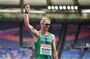 10 June 2024; Thomas Barr of Ireland is introduced to the supporters before competing in the men's 400m hurdles semi-final during day four of the 2024 European Athletics Championships at the Stadio Olimpico in Rome, Italy. Photo by Sam Barnes/Sportsfile