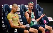 10 June 2024; Thomas Barr of Ireland sits in the 'hot-seat' after finishing third in his men's 400m hurdles semi-final during day four of the 2024 European Athletics Championships at the Stadio Olimpico in Rome, Italy. Photo by Sam Barnes/Sportsfile