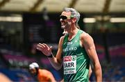10 June 2024; Thomas Barr of Ireland reacts after finishing third in his men's 400m hurdles semi-final during day four of the 2024 European Athletics Championships at the Stadio Olimpico in Rome, Italy. Photo by Sam Barnes/Sportsfile