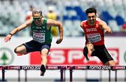 10 June 2024; Thomas Barr of Ireland, left, and Julien Bonvin of Switzerland compete men's 400m hurdles semi-final during day four of the 2024 European Athletics Championships at the Stadio Olimpico in Rome, Italy. Photo by Sam Barnes/Sportsfile