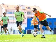 10 June 2024; Mikey Johnston and Mark Sykes, left, during a Republic of Ireland training session at Estádio de São Miguel in Gondomar, Portugal. Photo by Stephen McCarthy/Sportsfile