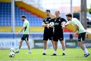 10 June 2024; Assistant coach Glenn Whelan and assistant coach Paddy McCarthy, left, during a Republic of Ireland training session at Estádio de São Miguel in Gondomar, Portugal. Photo by Stephen McCarthy/Sportsfile