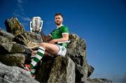 11 June 2024; Seamus Flanagan of Limerick poses for a portrait with the Liam MacCarthy cup during the national launch of the GAA Hurling All-Ireland Senior Championship at Spanish Point in Clare. Photo by Brendan Moran/Sportsfile