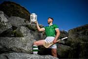 11 June 2024; Seamus Flanagan of Limerick poses for a portrait with the Liam MacCarthy cup during the national launch of the GAA Hurling All-Ireland Senior Championship at Spanish Point in Clare. Photo by Brendan Moran/Sportsfile