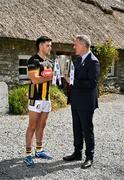 11 June 2024; Paddy Deegan of Kilkenny with Uachtarán Chumann Lúthchleas Gael Jarlath Burns and the Liam MacCarthy cup during the national launch of the GAA Hurling All-Ireland Senior Championship at the Michael Cusack Centre in Carran, Clare. Photo by Brendan Moran/Sportsfile