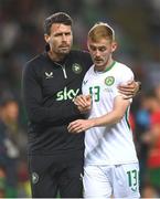 11 June 2024; Republic of Ireland assistant coach Paddy McCarthy, left, and Mark Sykes of Republic of Ireland after the international friendly match between Portugal and Republic of Ireland at Estádio Municipal de Aveiro in Aveiro, Portugal. Photo by Stephen McCarthy/Sportsfile