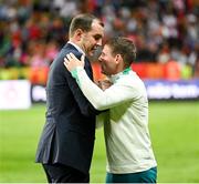 11 June 2024; Portugal coach Anthony Barry and Republic of Ireland interim head coach John O'Shea after the international friendly match between Portugal and Republic of Ireland at Estádio Municipal de Aveiro in Aveiro, Portugal. Photo by Stephen McCarthy/Sportsfile