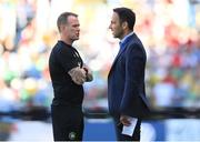 11 June 2024; Republic of Ireland assistant coach Glenn Whelan and FAI director of football Marc Canham before the international friendly match between Portugal and Republic of Ireland at Estádio Municipal de Aveiro in Aveiro, Portugal. Photo by Stephen McCarthy/Sportsfile