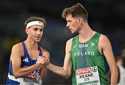 12 June 2024; Barry Keane of Ireland with Simon Bedard of France before the men's 10,000m final during day six of the 2024 European Athletics Championships at the Stadio Olimpico in Rome, Italy.Photo by Sam Barnes/Sportsfile