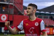 13 June 2024; Mason Melia of St Patrick's Athletic after his side's victory in the SSE Airtricity Men's Premier Division match between St Patrick's Athletic and Shamrock Rovers at Richmond Park in Dublin. Photo by Seb Daly/Sportsfile