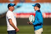 14 June 2024; Leinster Senior coach Jacques Nienaber speaks with Leinster chief executive officer Shane Nolan during a Leinster rugby captain's run at Loftus Versfeld Stadium in Pretoria, South Africa. Photo by Shaun Roy/Sportsfile
