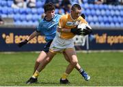 14 June 2024; Dan Boyle of Antrim is tackled by Killian Woods of Dublin during the friendship games between Dublin Cumann na mBunscol and Antrim Cumann na mBunscol at Parnell Park in Dublin. Photo by Shauna Clinton/Sportsfile