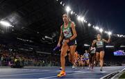 12 June 2024; Sharlene Mawdsley of Ireland after taking the baton from team-mate Phil Healy in the women's 4x400m relay final during day six of the 2024 European Athletics Championships at the Stadio Olimpico in Rome, Italy. Photo by Sam Barnes/Sportsfile