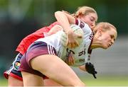 15 June 2024; Olivia Divilly of Galway in action against Aoife Healy of Cork during the TG4 All-Ireland Ladies Football Senior Championship Round 2 match between Cork and Galway at MTU Cork in Cork. Photo by David Fitzgerald/Sportsfile