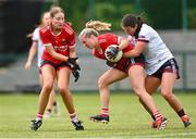 15 June 2024; Daire Kiely of Cork in action against Roisin Leonard of Galway during the TG4 All-Ireland Ladies Football Senior Championship Round 2 match between Cork and Galway at MTU Cork in Cork. Photo by David Fitzgerald/Sportsfile