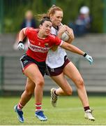 15 June 2024; Olivia Divilly of Galway in action against Shauna Kelly of Cork during the TG4 All-Ireland Ladies Football Senior Championship Round 2 match between Cork and Galway at MTU Cork in Cork. Photo by David Fitzgerald/Sportsfile