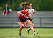 15 June 2024; Olivia Divilly of Galway in action against Shauna Kelly of Cork during the TG4 All-Ireland Ladies Football Senior Championship Round 2 match between Cork and Galway at MTU Cork in Cork. Photo by David Fitzgerald/Sportsfile